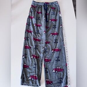 Life Is Good Men’s Flannel Pajama Bottoms with Red Truck Print